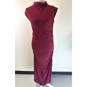 NWT a new day Rich Burgundy Ruched Knit Midi Dress Size Small